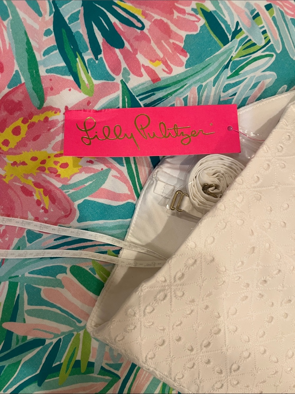 Lilly Pulitzer White Strapless Eyelet Sundress with Waist Lace - Picture 6 of 7